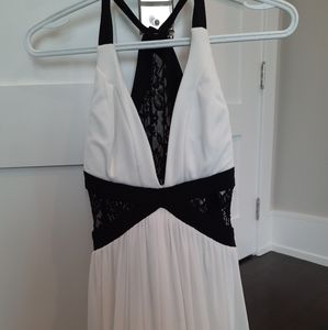 White with black lace formal dress